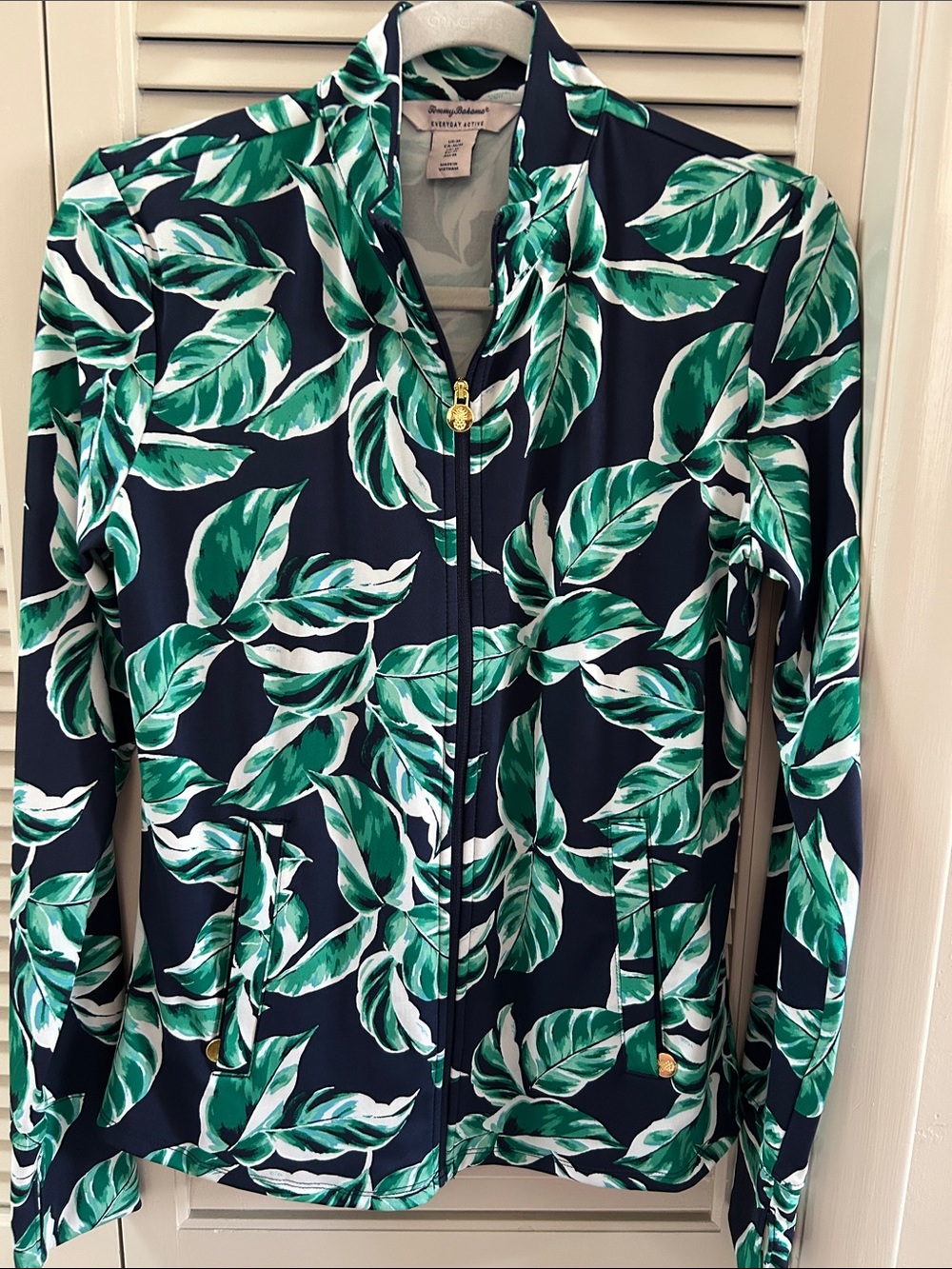 Tommy Bahama Navy Jacket with Green & White Leaf Print